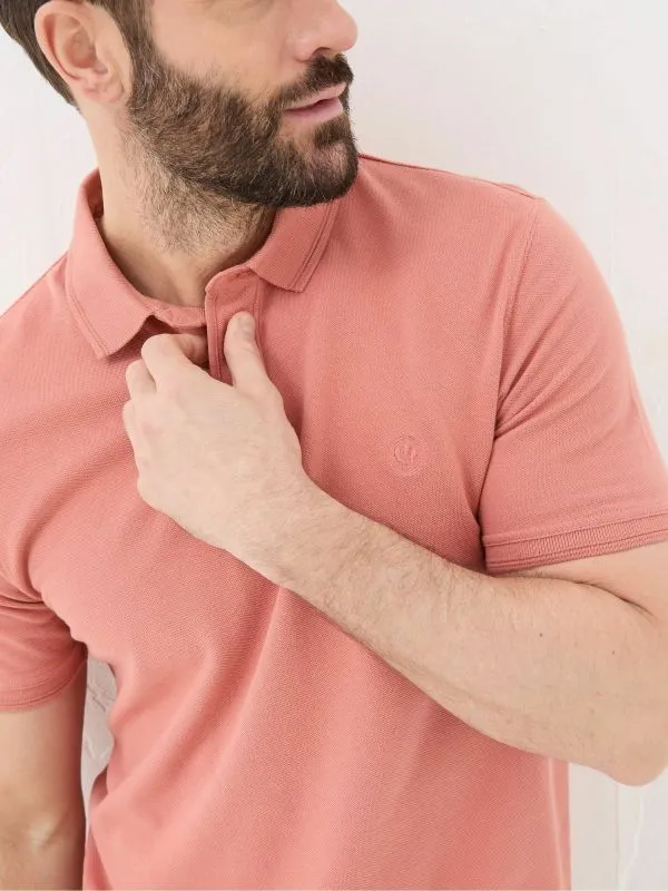 Fat Face Tall Collection Men Orange Pique Polo Shirt