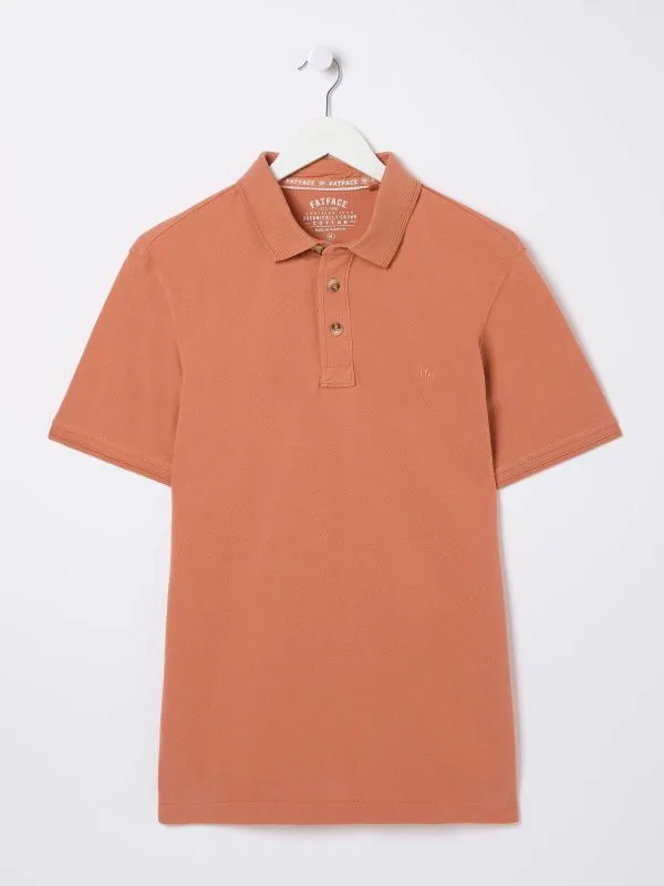 Fat Face Tall Collection Men Orange Pique Polo Shirt