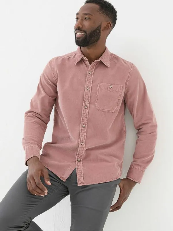 Fat Face Tall Collection Men Pink Long Sleeve Cord Shirt