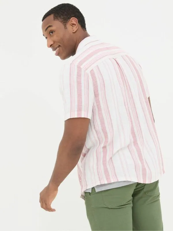 Fat Face Tall Collection Men Pink Short Sleeve Danby Stripe Shirt