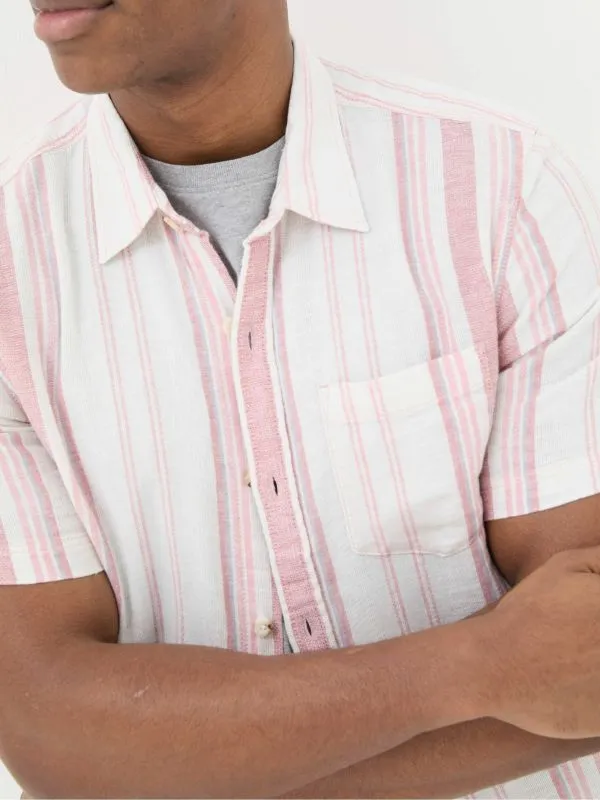 Fat Face Tall Collection Men Pink Short Sleeve Danby Stripe Shirt