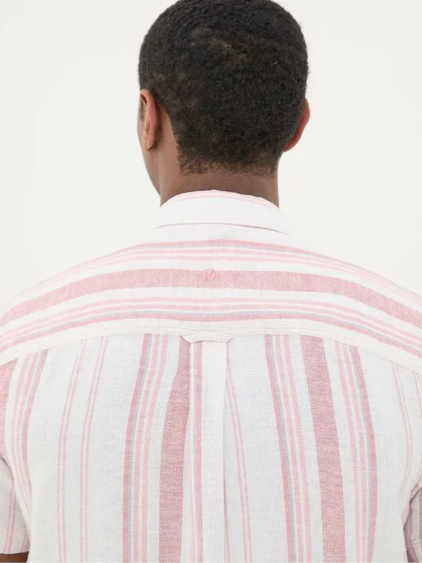 Fat Face Tall Collection Men Pink Short Sleeve Danby Stripe Shirt