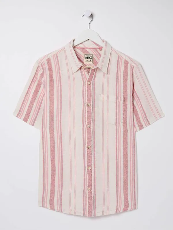 Fat Face Tall Collection Men Pink Short Sleeve Danby Stripe Shirt