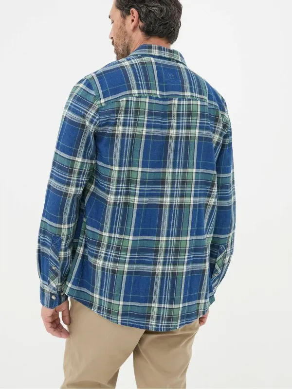 Fat Face Tall Collection Men Western BlueGreen 100 Cotton Long Sleeve Check Shirt