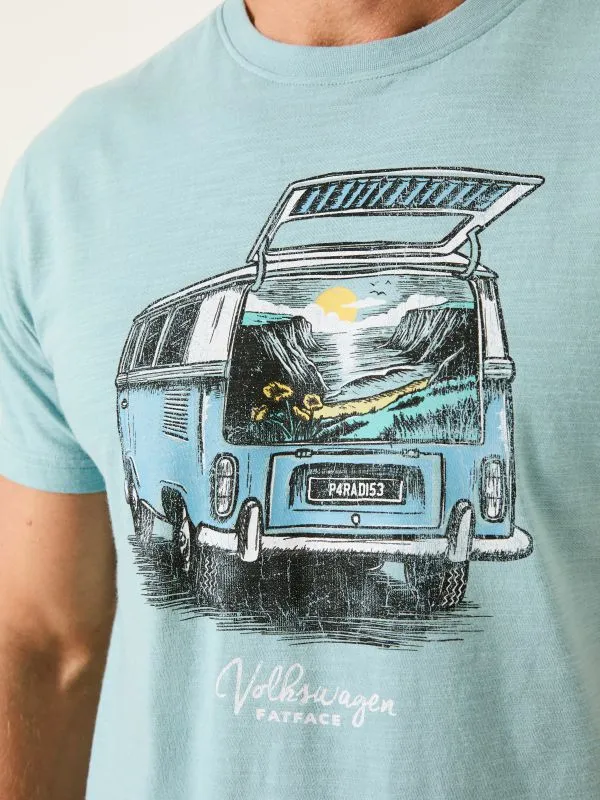 Fat Face Tops and TShirts Men Light Blue VW Camper Scene T Shirt