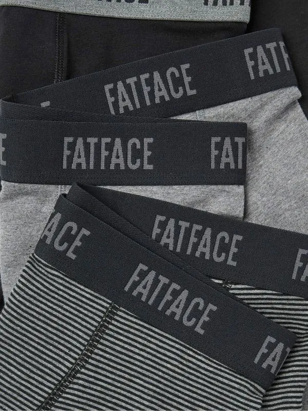 Fat Face Underwear Men Black Classic Boxers 3 Pack