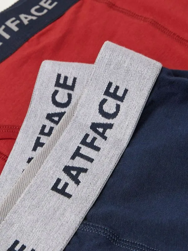 Fat Face Underwear Men Red Plain Boxers 2 Pack