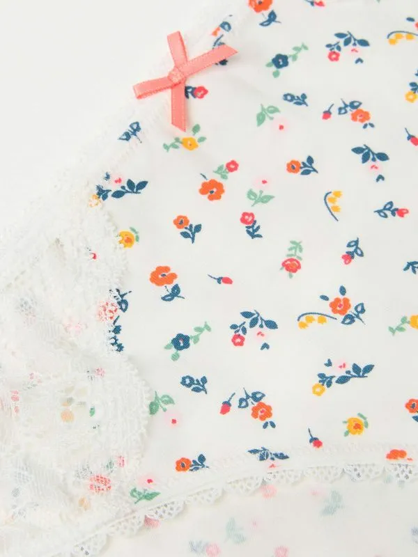 Fat Face Underwear Women White Floral Mini Knickers