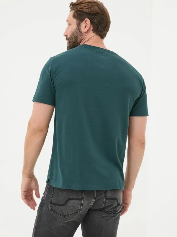 Fat Face Wardrobe Staples Men Lulworth Dark Teal 100 Cotton Organic Crew TShirt Fat Face Wardrobe Staples Men Lulworth Dark Teal 100 Cotton Organic Crew TShirt