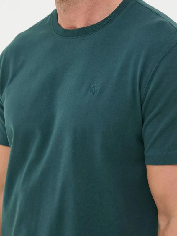 Fat Face Wardrobe Staples Men Lulworth Dark Teal 100 Cotton Organic Crew TShirt Fat Face Wardrobe Staples Men Lulworth Dark Teal 100 Cotton Organic Crew TShirt