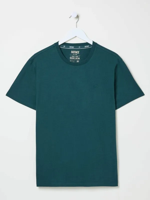 Fat Face Wardrobe Staples Men Lulworth Dark Teal 100 Cotton Organic Crew TShirt Fat Face Wardrobe Staples Men Lulworth Dark Teal 100 Cotton Organic Crew TShirt