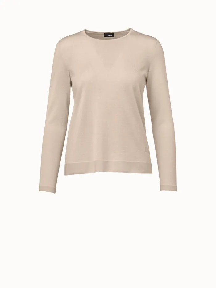 Fine Gauge Cashmere Silk Pullover Bl Women Akris Knitwear
