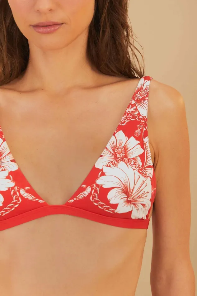 Floral Chains Triangle Bikini Top Women Farm Rio Crop Tops