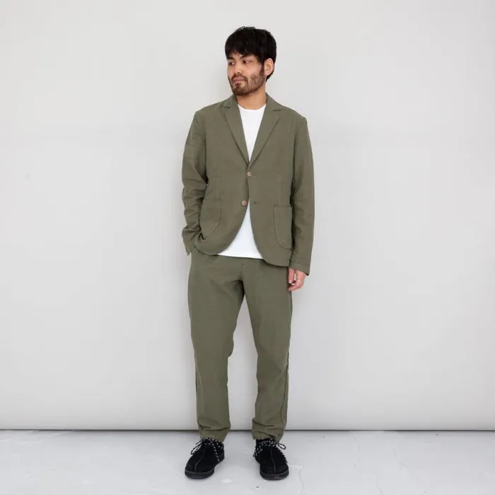 Folk Clothing Outerwear Cotton Linen Blazer 8211 Olive 8211 Mens