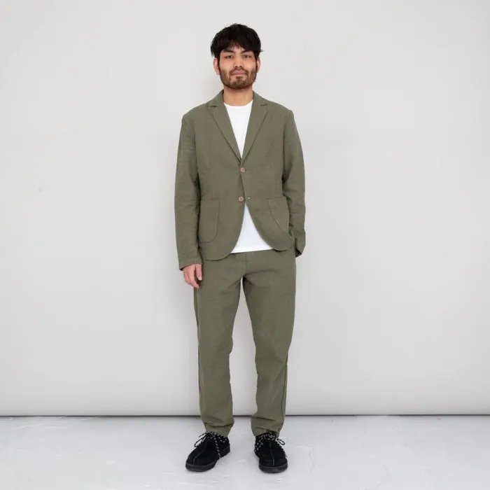 Folk Clothing Outerwear Cotton Linen Blazer 8211 Olive 8211 Mens