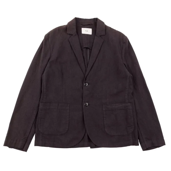 Folk Clothing Outerwear Cotton Linen Blazer 8211 Soft Black 8211 Mens
