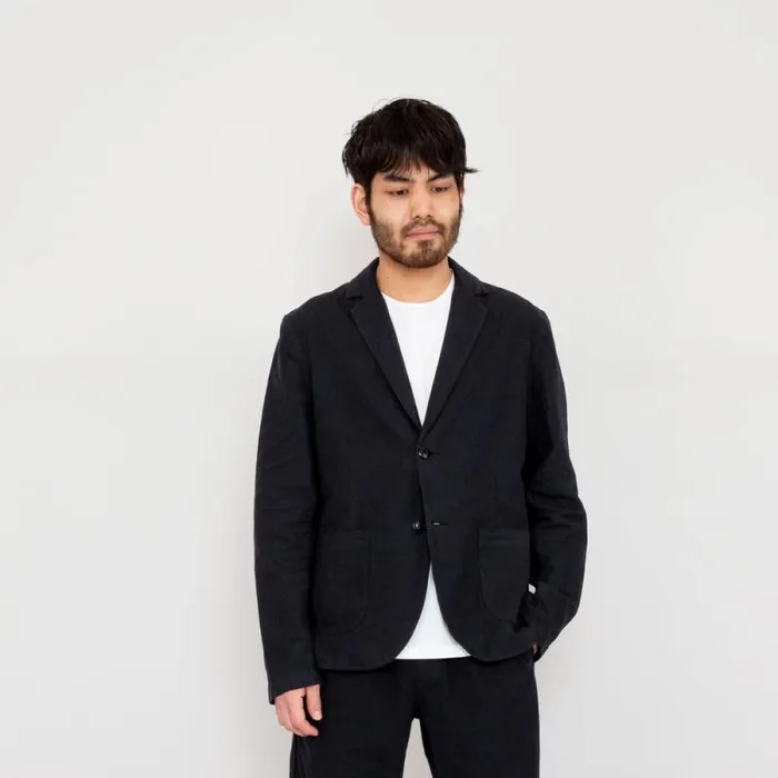Folk Clothing Outerwear Cotton Linen Blazer 8211 Soft Black 8211 Mens