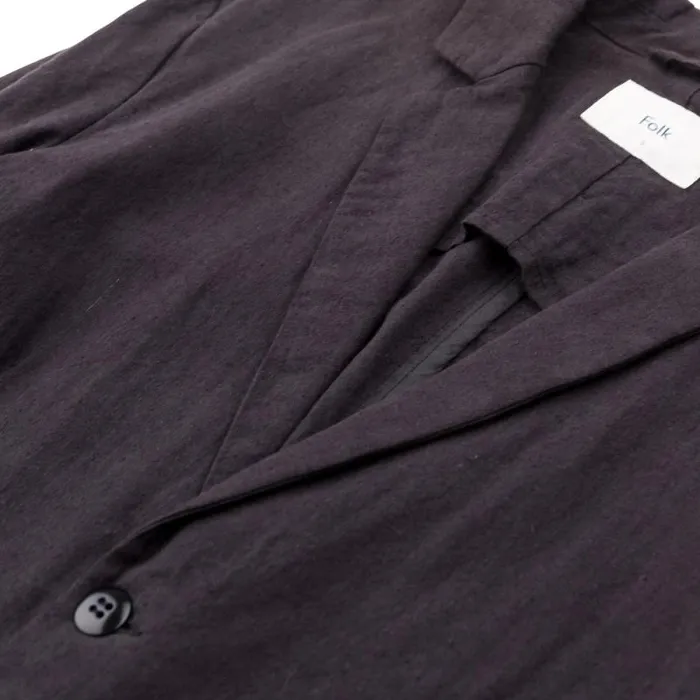 Folk Clothing Outerwear Cotton Linen Blazer 8211 Soft Black 8211 Mens