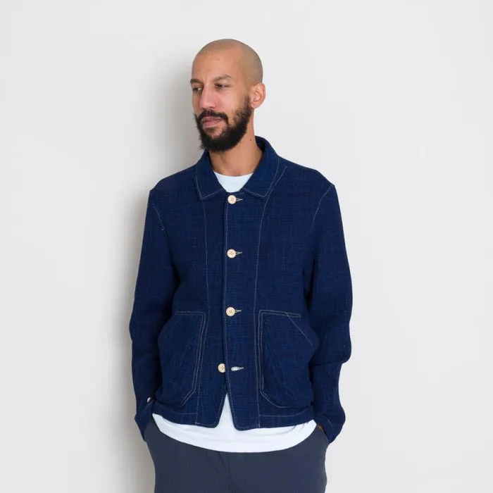 Folk Clothing Outerwear Prism Jacket 8211 Indigo Waffle 8211 Mens