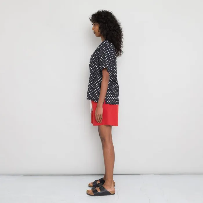 Folk Clothing Shirting Short Sleeve Junction Shirt 8211 Dot And Stripe Dark Navy Voile 8211 Womens