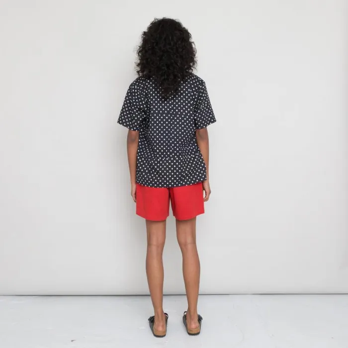 Folk Clothing Shirting Short Sleeve Junction Shirt 8211 Dot And Stripe Dark Navy Voile 8211 Womens