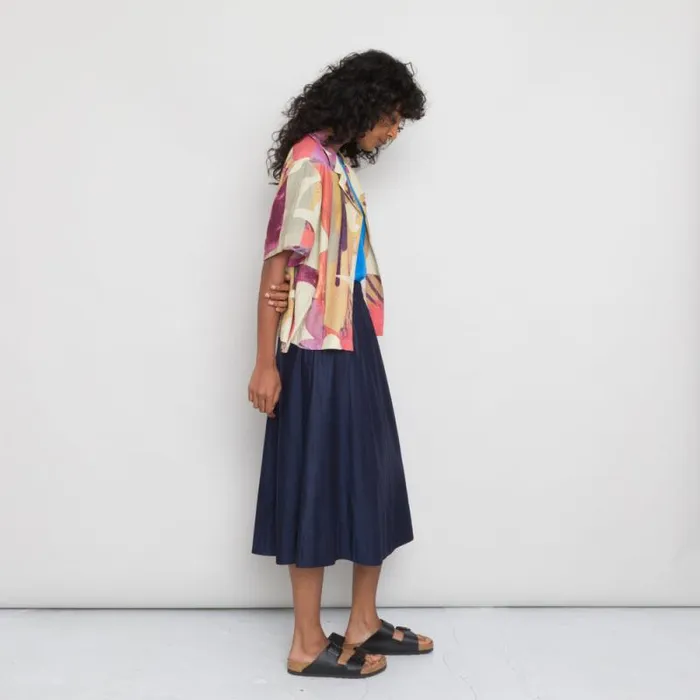 Folk Clothing Shirting Short Sleeve Soft Collar Shirt 8211 Cutout Print Coral Multi 8211 Womens