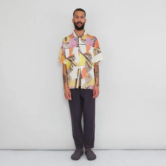 Folk Clothing Shirts Gabe Shirt 8211 Cutout Print Coral Multi 8211 Mens