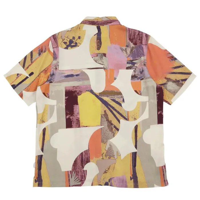 Folk Clothing Shirts Gabe Shirt 8211 Cutout Print Coral Multi 8211 Mens