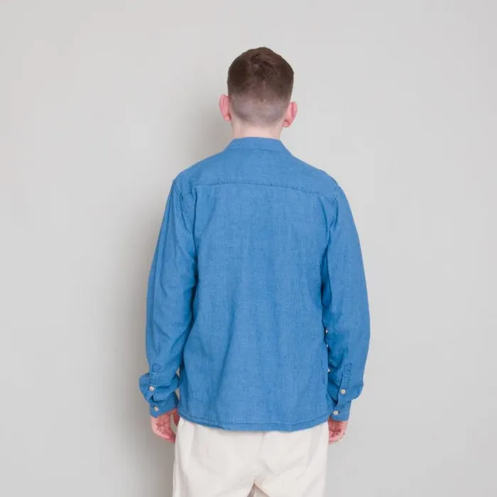 Folk Clothing Shirts Patch Shirt 8211 Light Indigo Waffle 8211 Mens