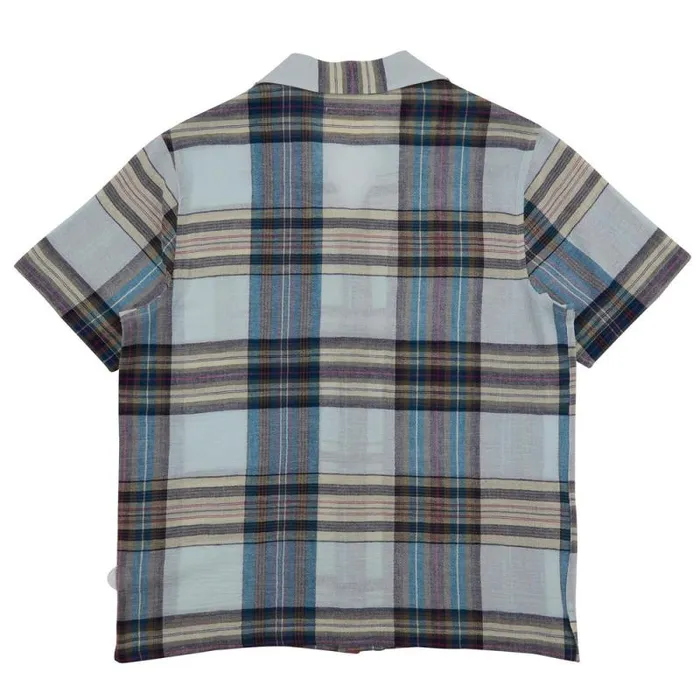 Folk Clothing Shirts SS Soft Collar Shirt 8211 Ocean Blue Check 8211 Mens
