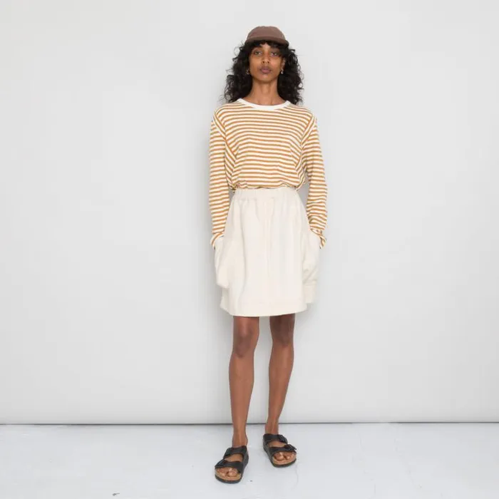 Folk Clothing TShirts LS Panel Tee 8211 Ochre Ecru 8211 Womens