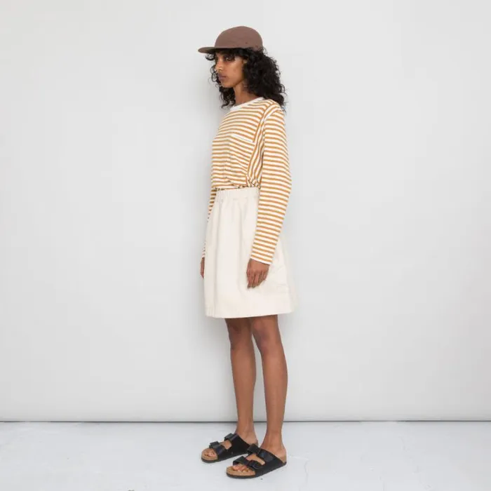 Folk Clothing TShirts LS Panel Tee 8211 Ochre Ecru 8211 Womens