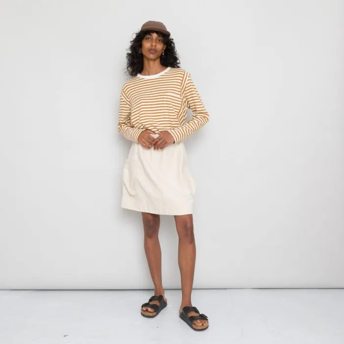 Folk Clothing TShirts LS Panel Tee 8211 Ochre Ecru 8211 Womens