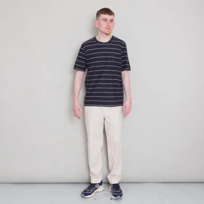 Folk Clothing TShirts Microstripe Tee 8211 Soft Black Off White 8211 Mens