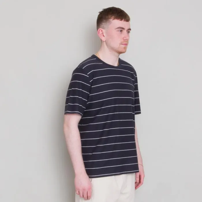 Folk Clothing TShirts Microstripe Tee 8211 Soft Black Off White 8211 Mens