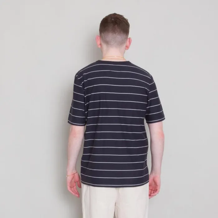 Folk Clothing TShirts Microstripe Tee 8211 Soft Black Off White 8211 Mens