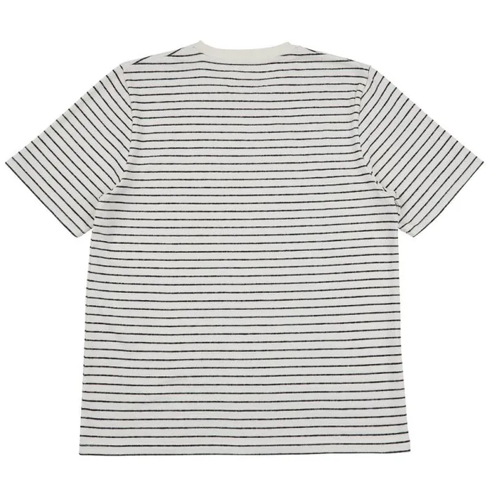 Folk Clothing TShirts SS Textured Stripe Tee 8211 Ecru Black 8211 Mens