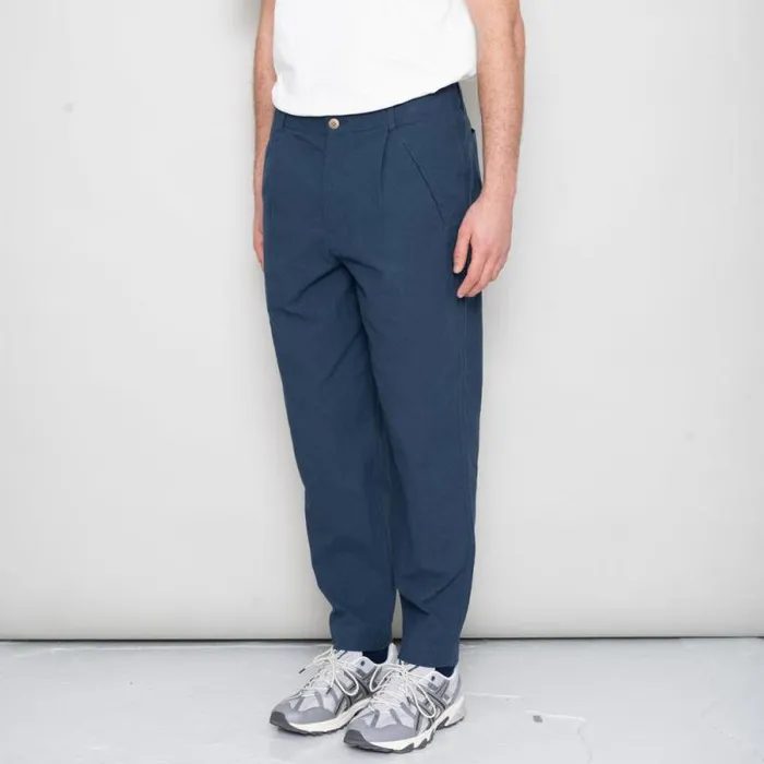 Folk Clothing Trousers Assembly Pant 8211 Ash Navy Crinkle 8211 Mens