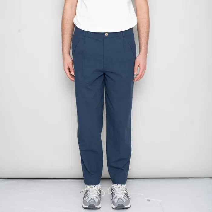 Folk Clothing Trousers Assembly Pant 8211 Ash Navy Crinkle 8211 Mens