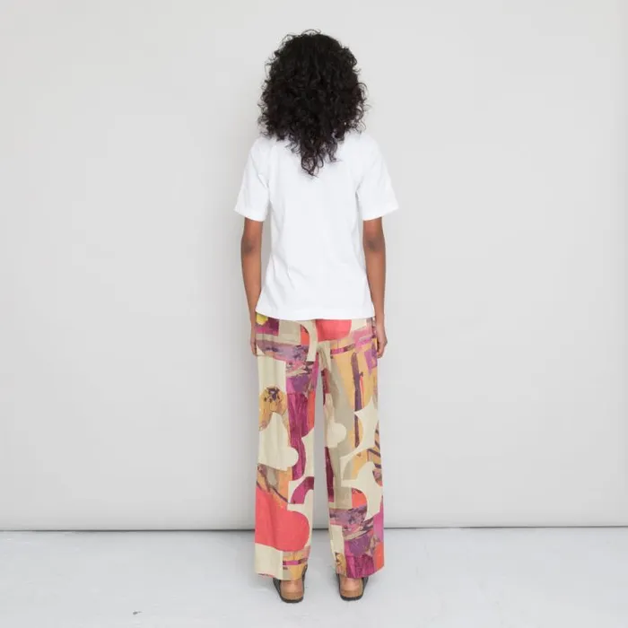 Folk Clothing Trousers Drawcord Signal Pants 8211 Cutout Print Coral Multi 8211 Womens