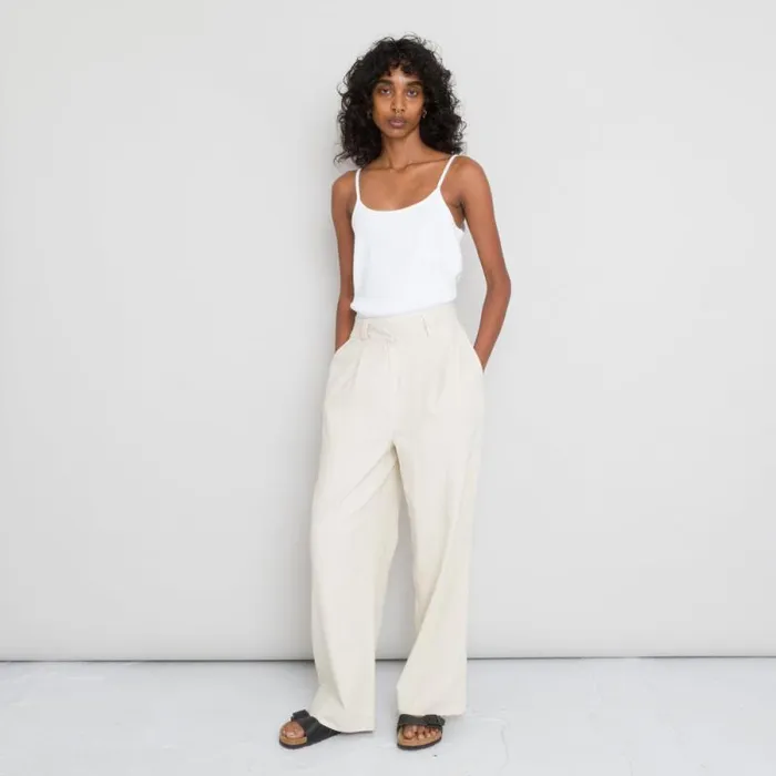 Folk Clothing Trousers Pleated Pants 8211 Stone Canvas 8211 Womens