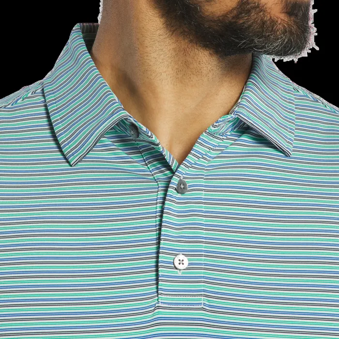 FootJoy Shirts Men Multi Pinstripe Lisle White Navy Blue Emerald