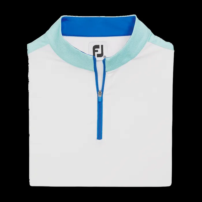 FootJoy Shirts Women Color Block Short Sleeve White Aqua FootJoy Shirts Women Color Block Short Sleeve White Aqua