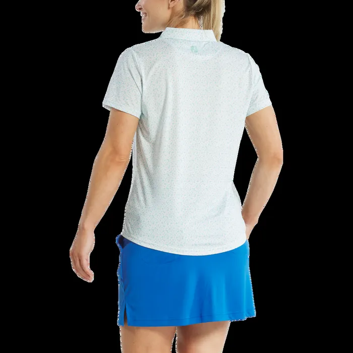 FootJoy Shirts Women Floral Short Sleeve Aqua White FootJoy Shirts Women Floral Short Sleeve Aqua White