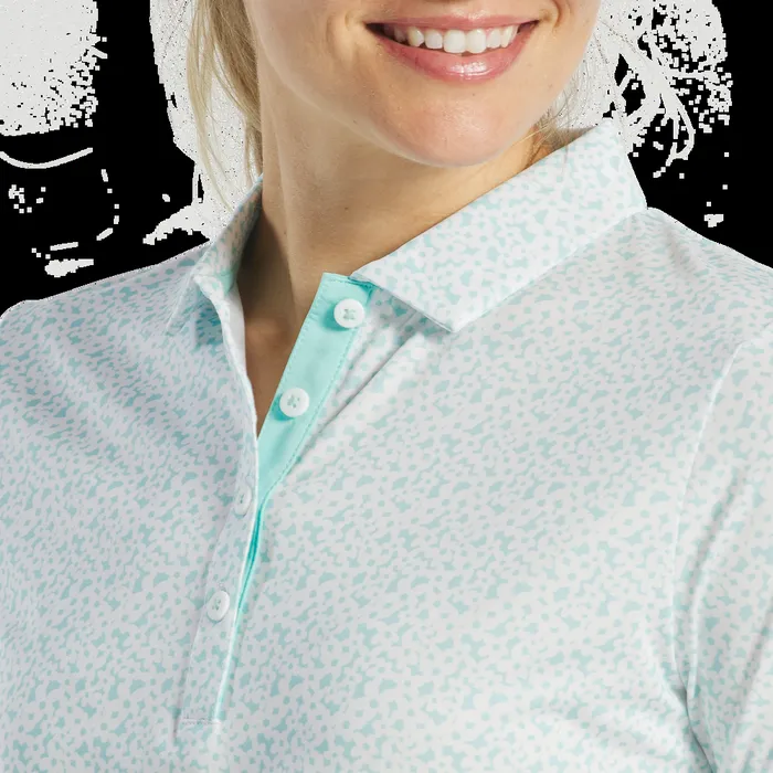 FootJoy Shirts Women Floral Short Sleeve Aqua White FootJoy Shirts Women Floral Short Sleeve Aqua White