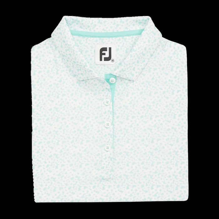 FootJoy Shirts Women Floral Short Sleeve Aqua White FootJoy Shirts Women Floral Short Sleeve Aqua White