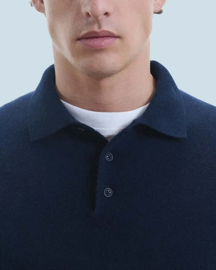 From Future Cashmere Sweaters Men Basic Polo Neck Sweater Dark Heather Gray