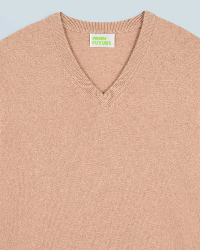 From Future Cashmere Sweaters Men Basic VNeck Sweater Camel