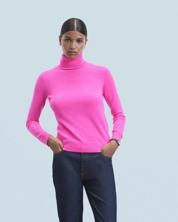 From Future Cashmere Sweaters Women Basic Turtleneck Sweater Utopic Pink