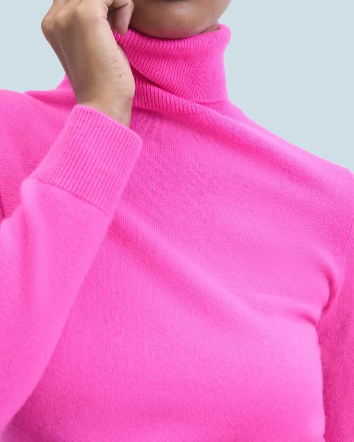 From Future Cashmere Sweaters Women Basic Turtleneck Sweater Utopic Pink